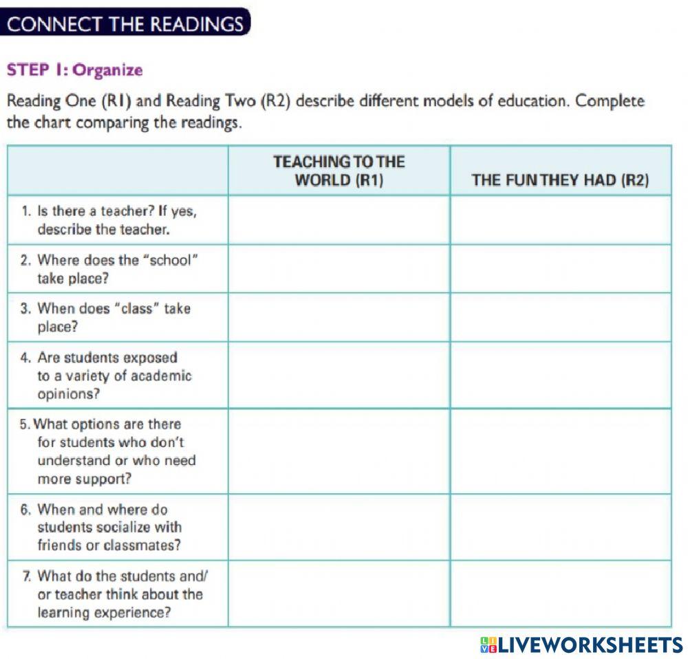 ARW3 connect the readings p.202