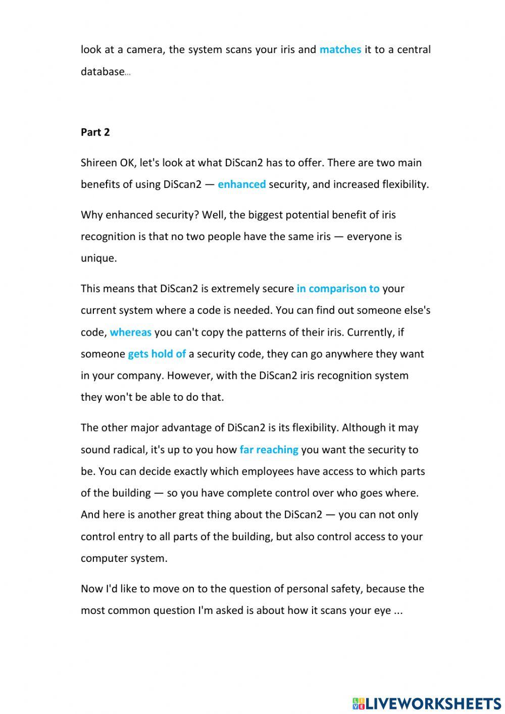 Presenting a product or service be