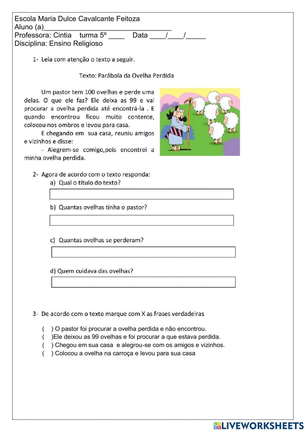 Parábola a ovelha perdida