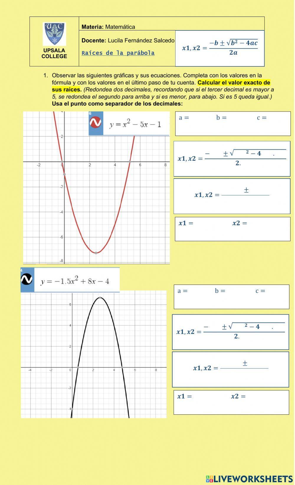 Raíces de la parábola