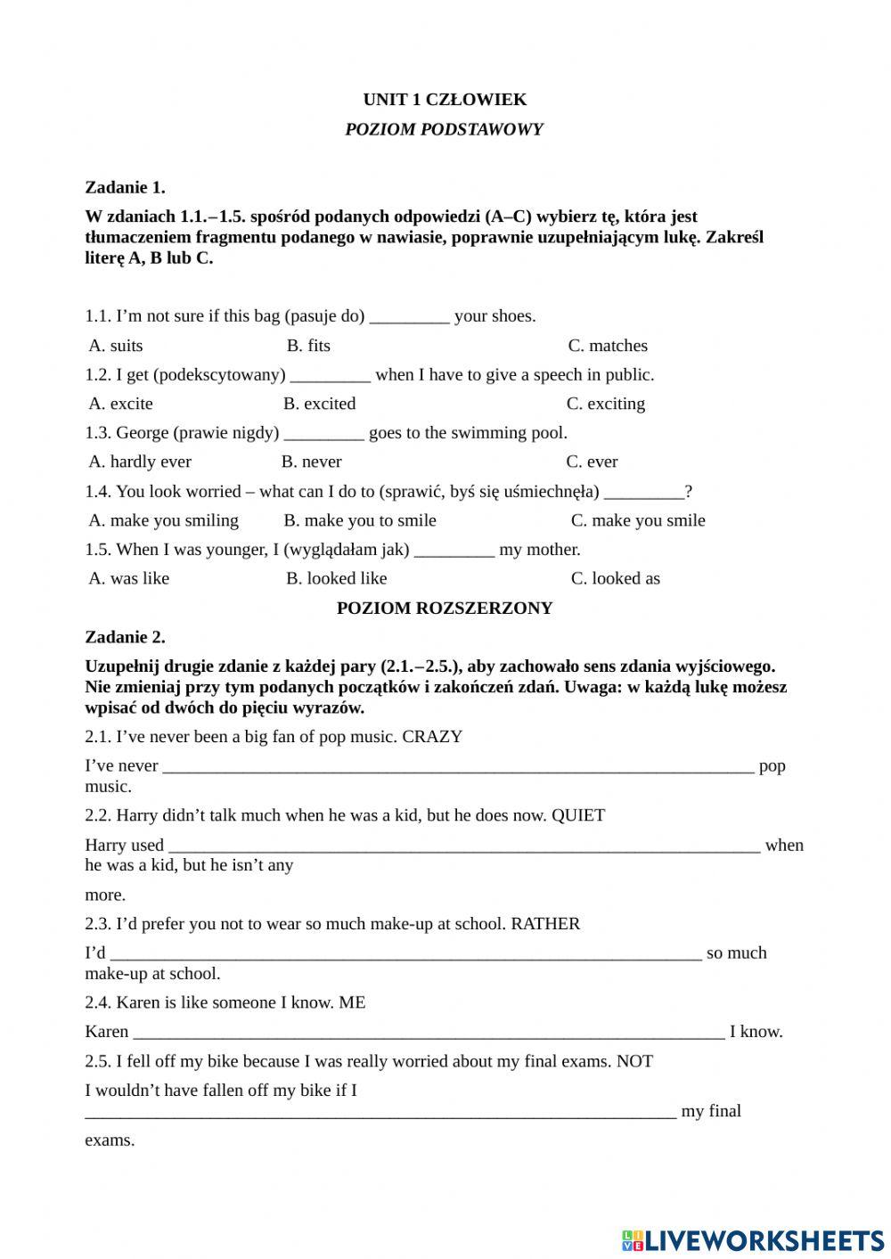 MATURA ROZSZERZONA I PODSTAWA