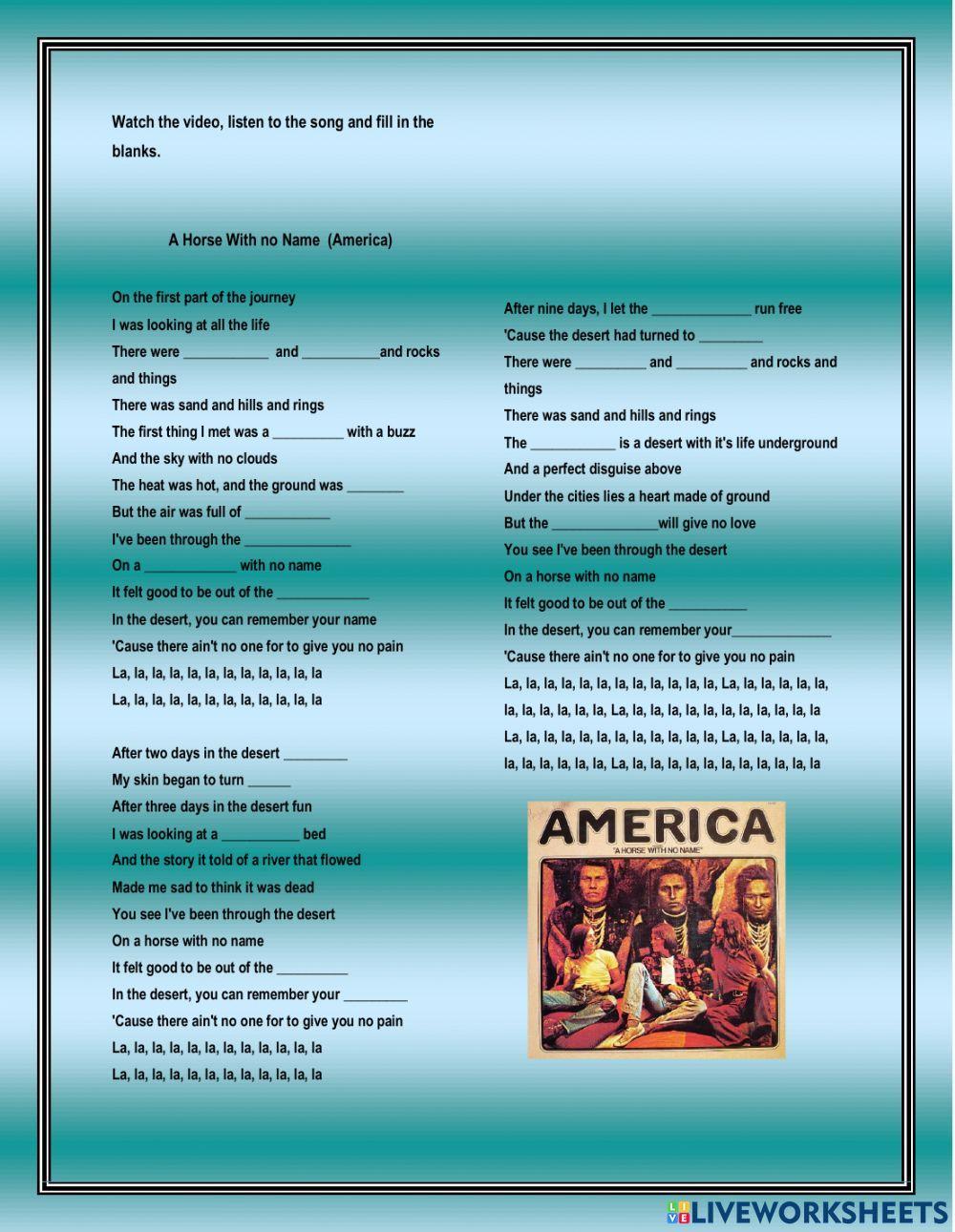 A horse with no name by America A horse with no name by America