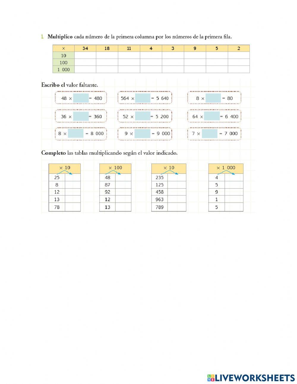 Multiplicación por 10
