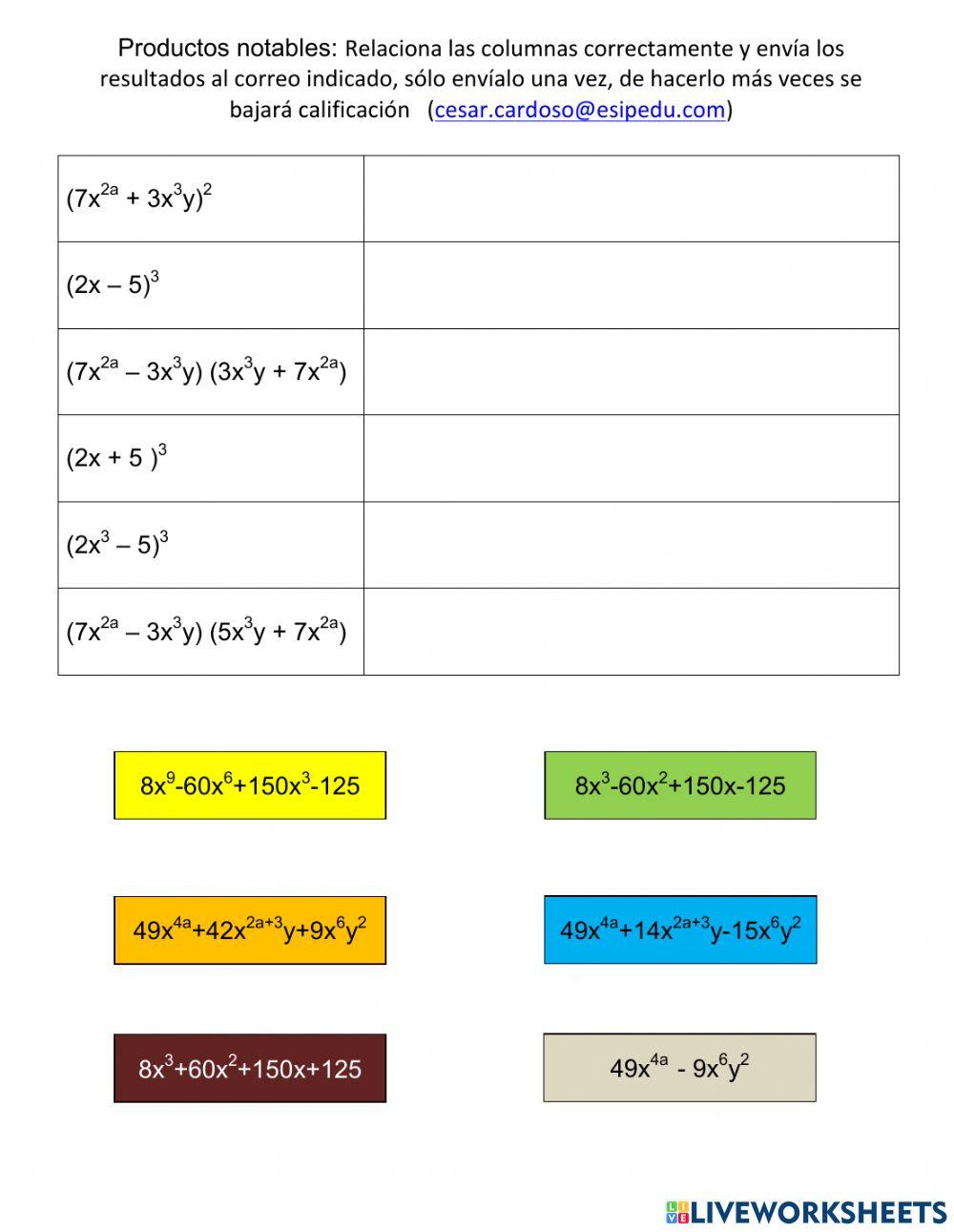 Productos notables semana 29 B