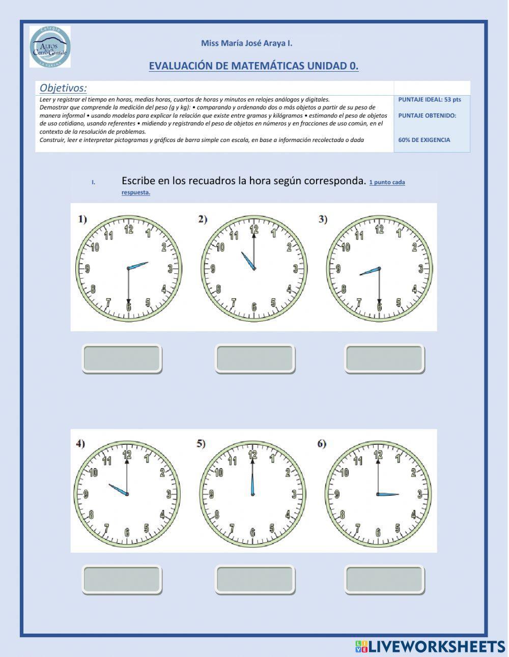 Evaluacion de matematicas