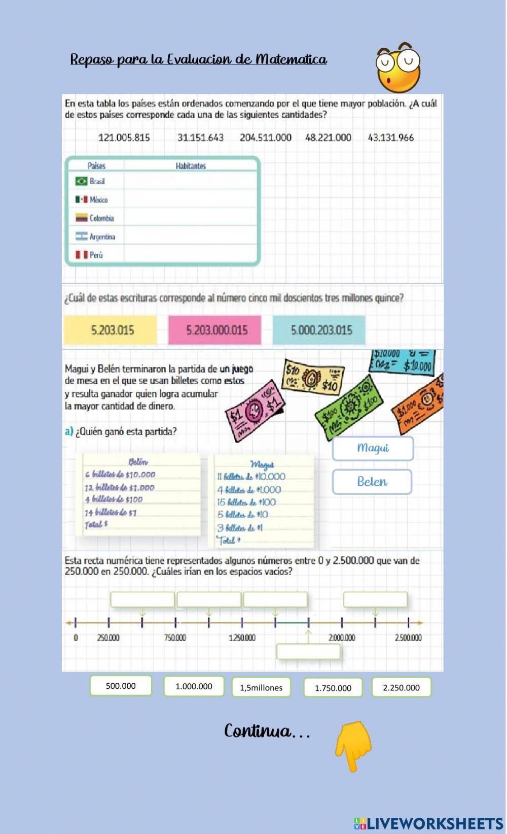 Evaluación Numeración