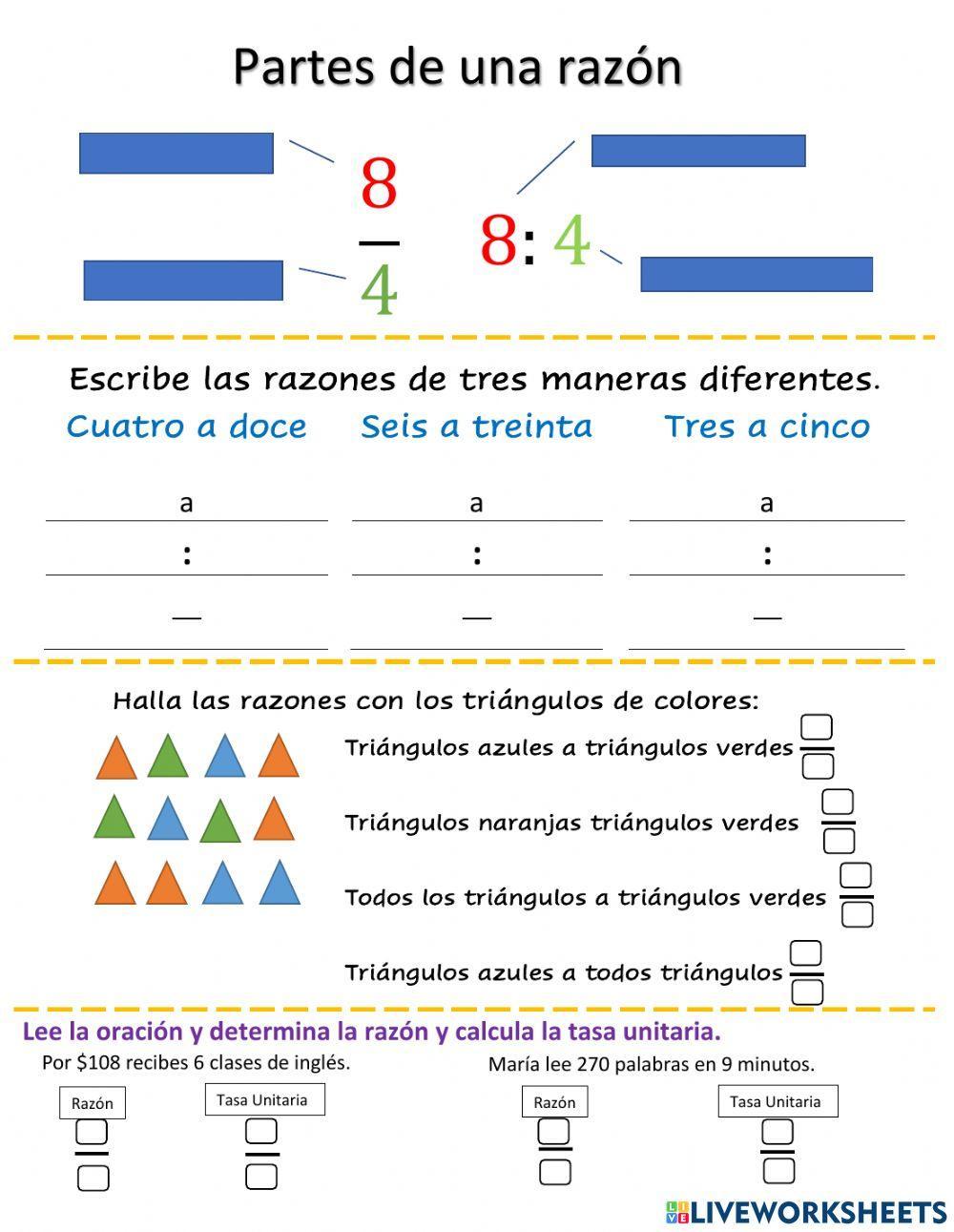 Razón y tasa unitaria