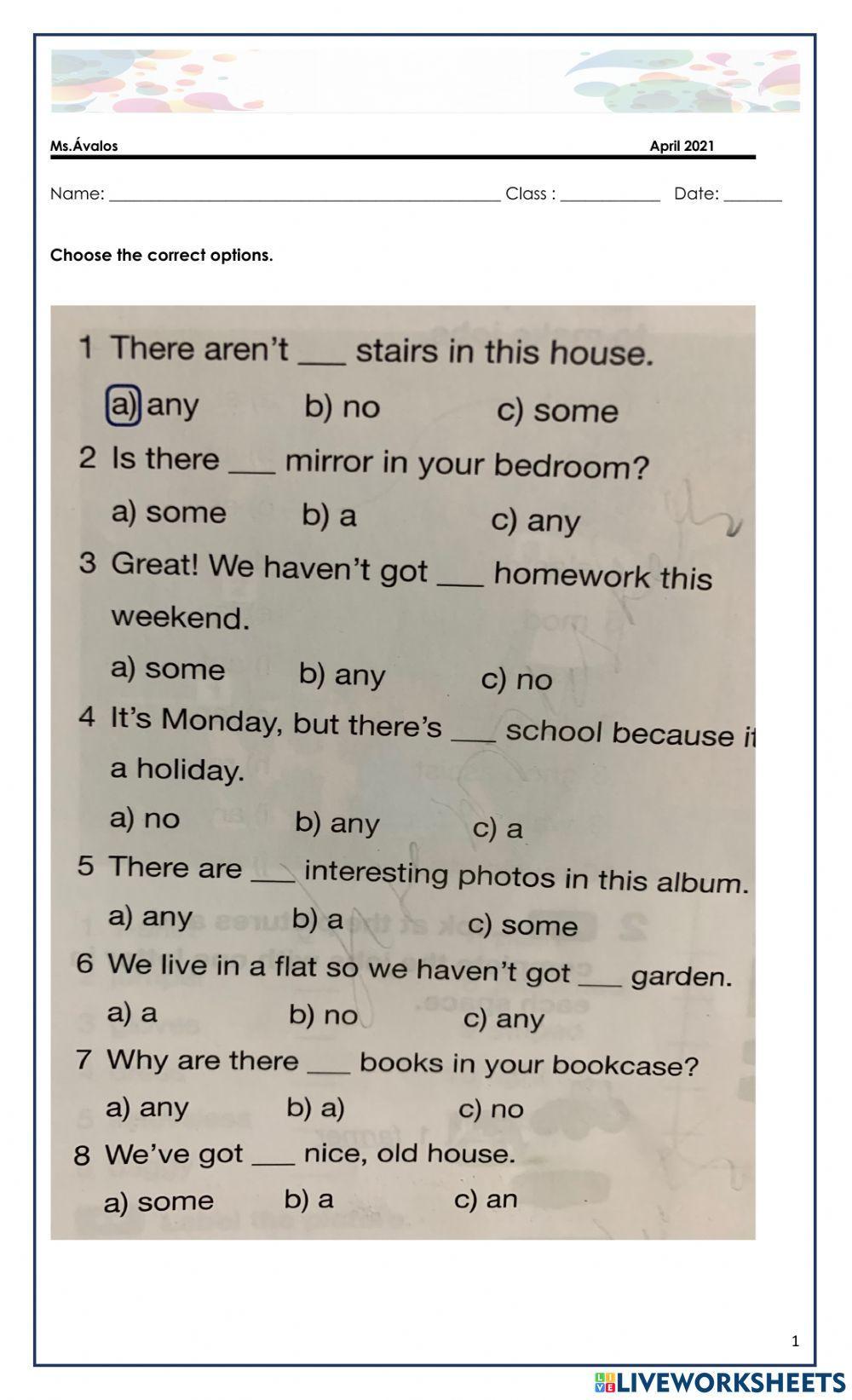 1ºmedio. some any-unit welcome