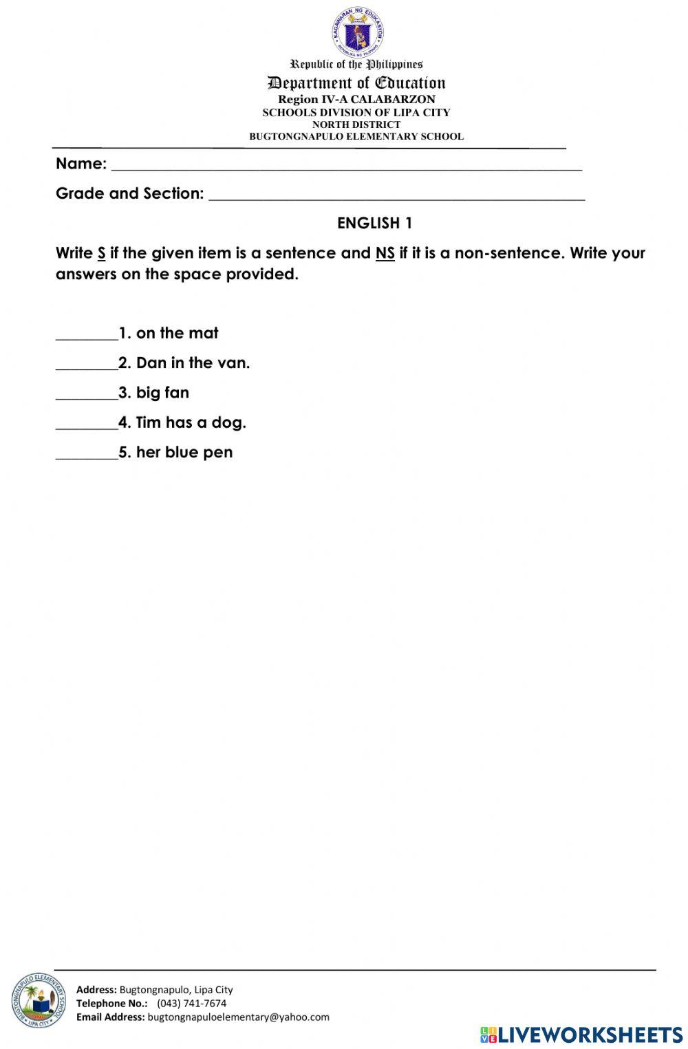 Sentences and Non-Sentences