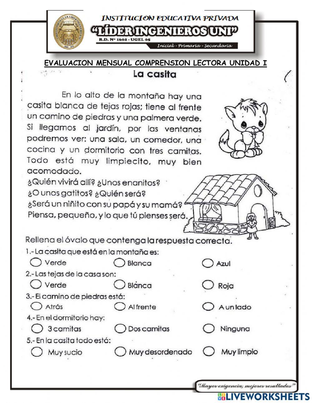 Examen mensual de PLAN LECTOR