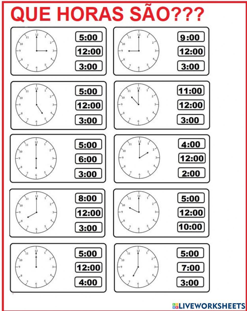 Que horas são?? Que horas são??