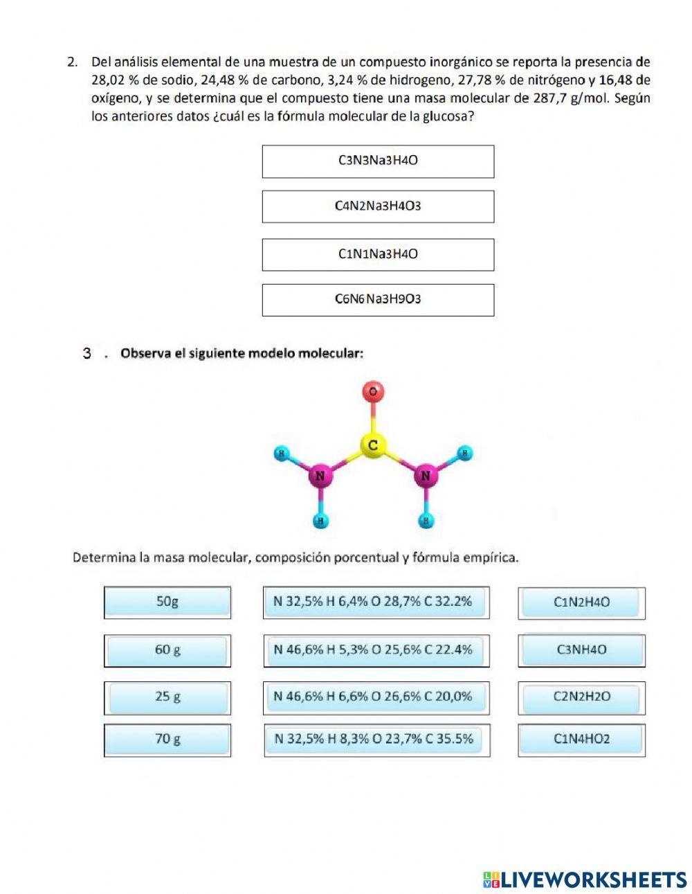 Composición porcentual Fórmula empírica