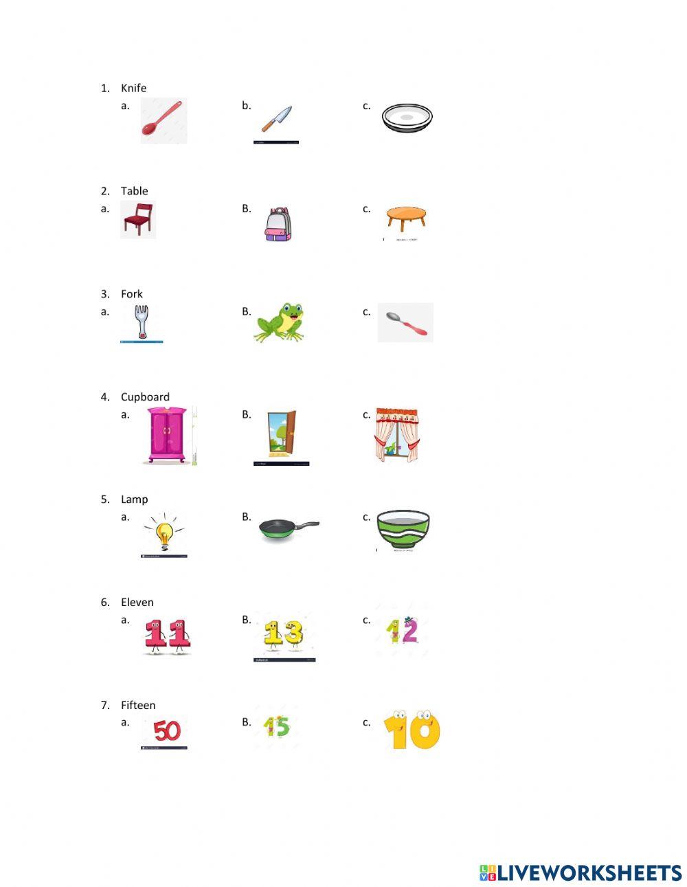 Things in the kitchen and number