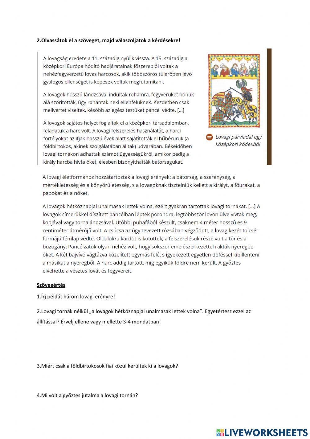 Lovagi élet a középkorban