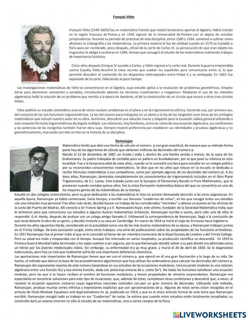 Biografía de Matemáticos