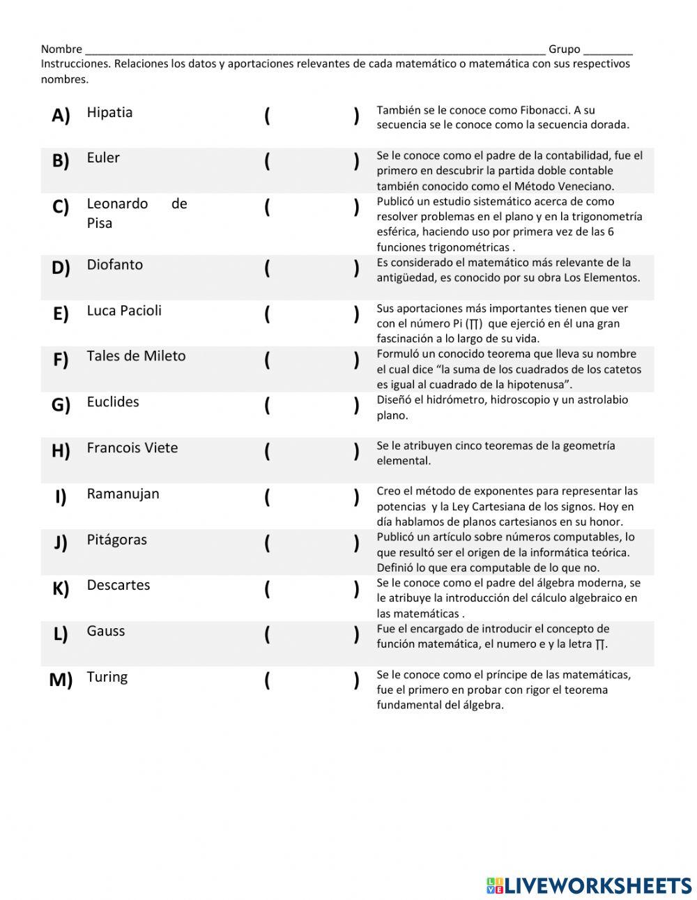 Biografía de Matemáticos