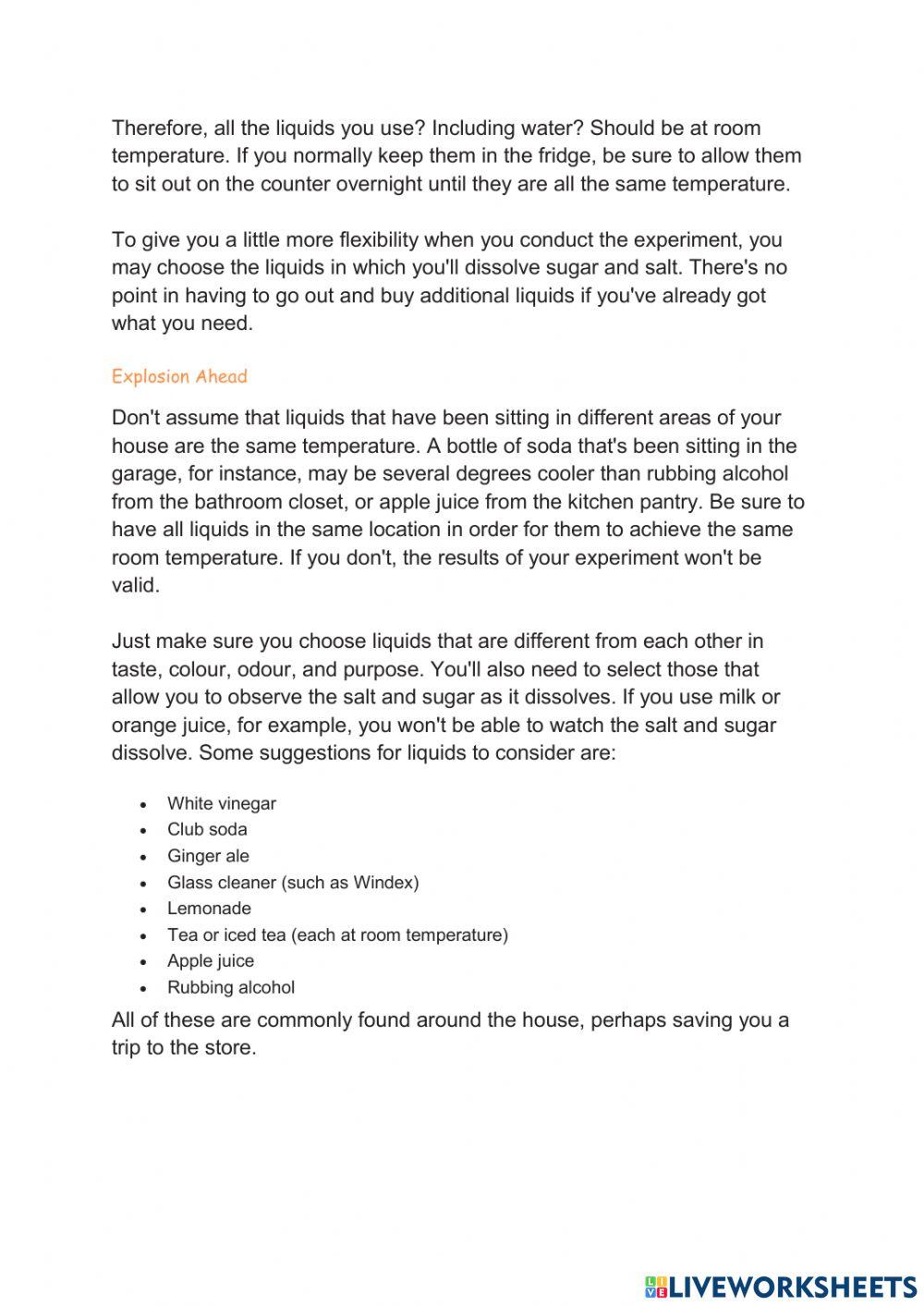 Salt or Sugar: Which Dissolves Faster in Different Liquids