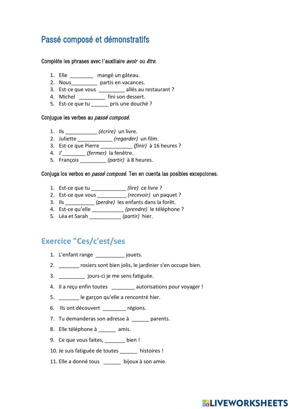 Passé composé et démonstratifs
