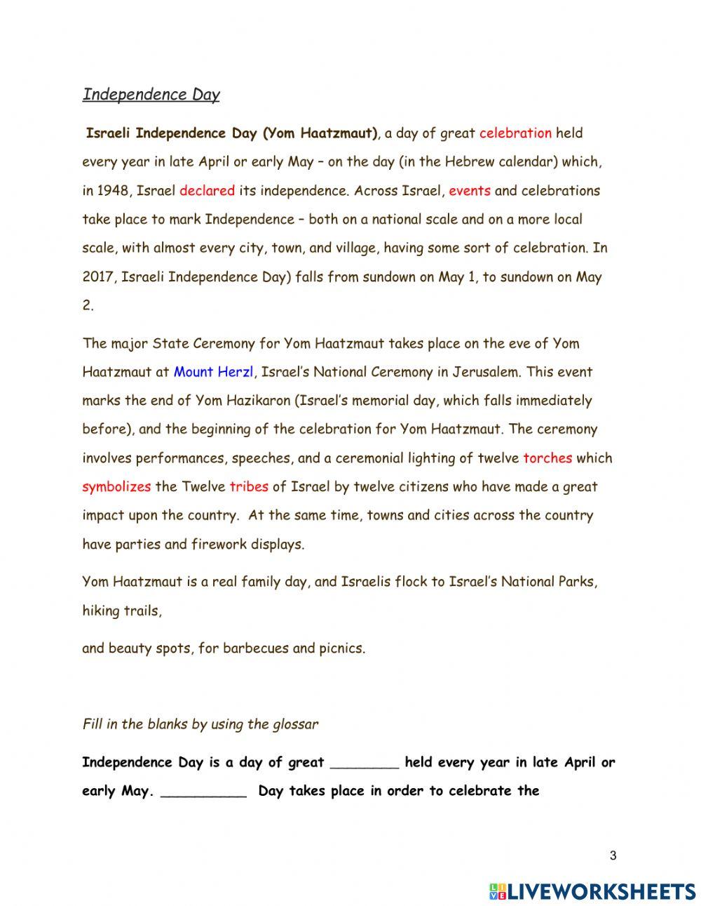 Israeli memorial and independence day