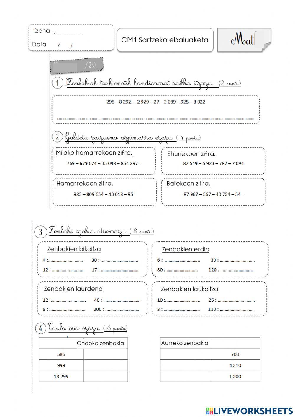 Matematikako ebaluaketa orokorra