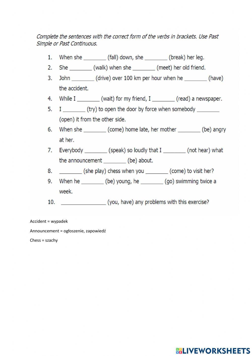 Past Simple vs Past Continuous