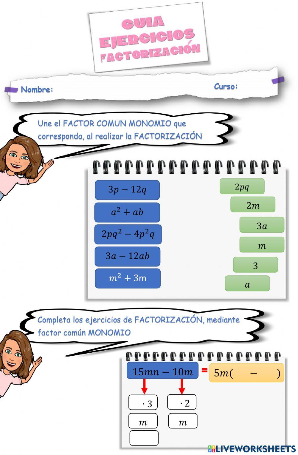 Factorizacion monomio