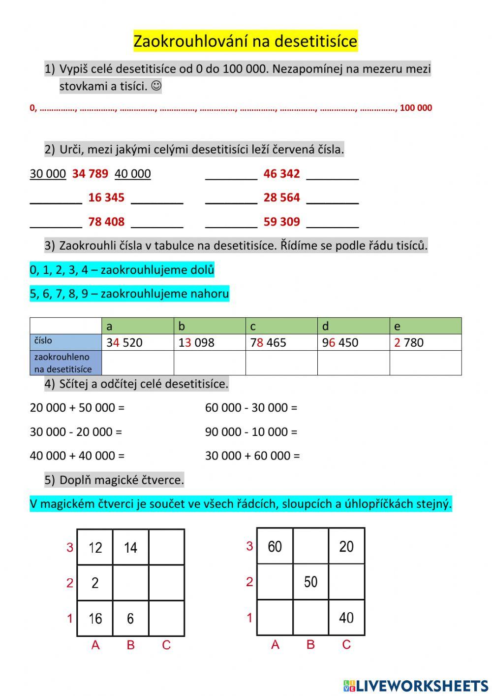 Zaokrouhlování na desetitisíce