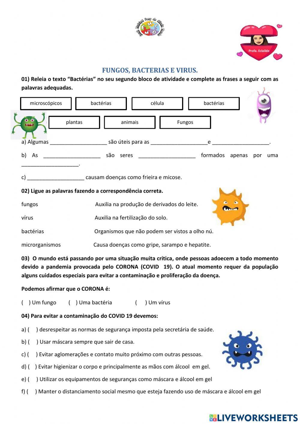 Bactérias Fungos e Vírus