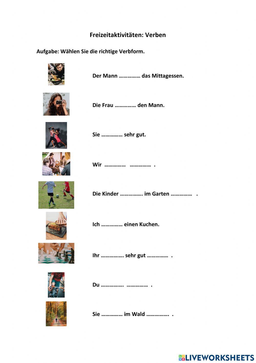 Freizeitaktivitäten-Verben