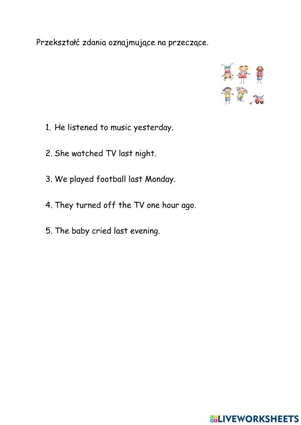 Past Simple negatives of regular verbs