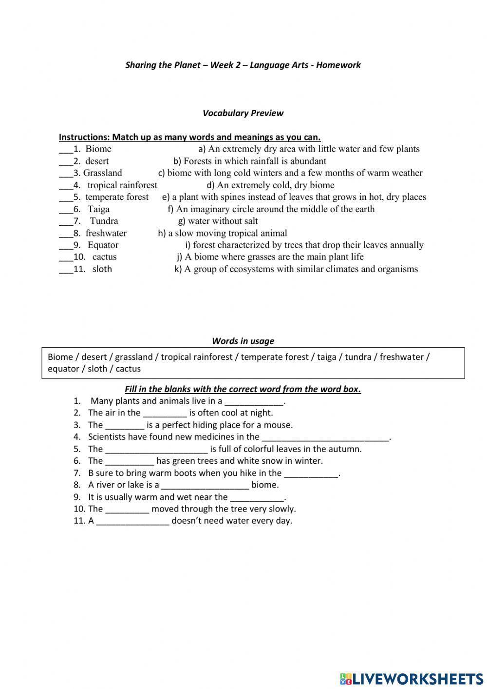 Sharing the Planet Week 2 LA HW