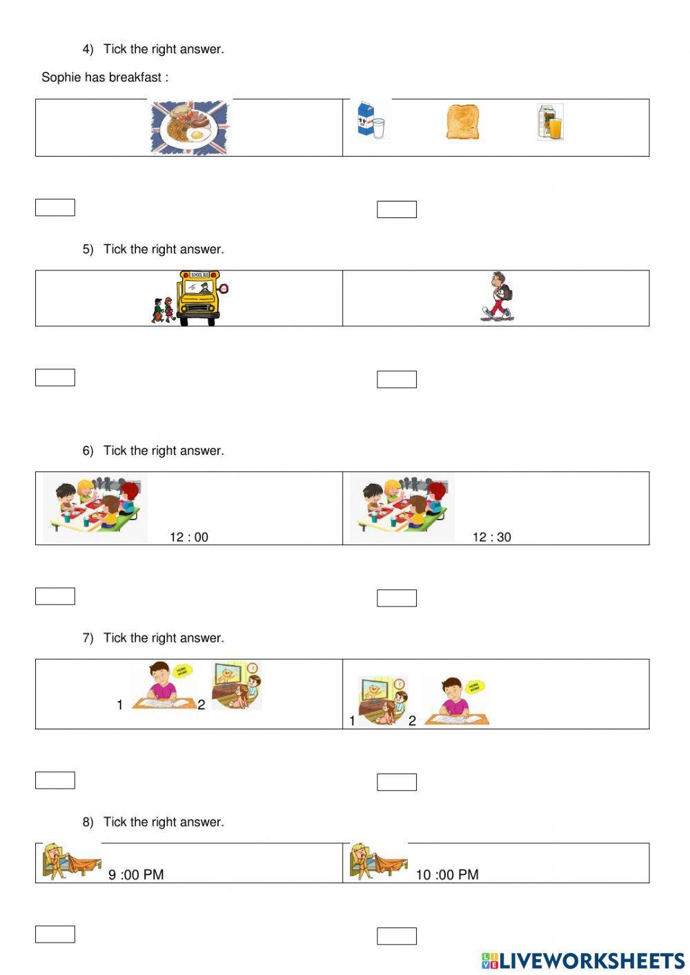 Sophie's daily routine