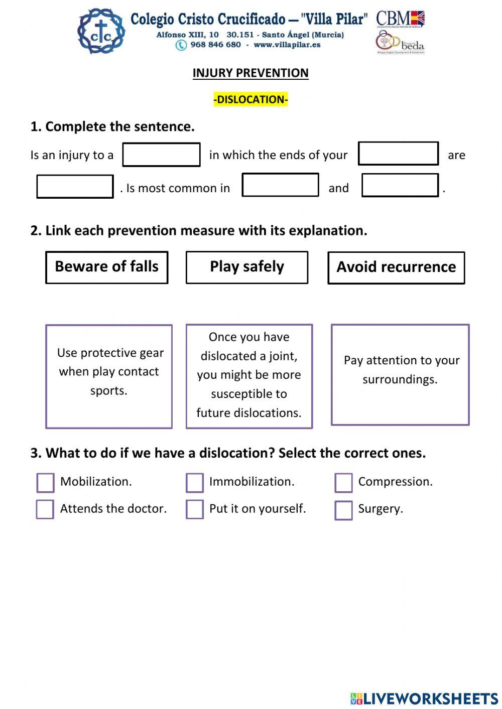 Injury prevention - Dislocation