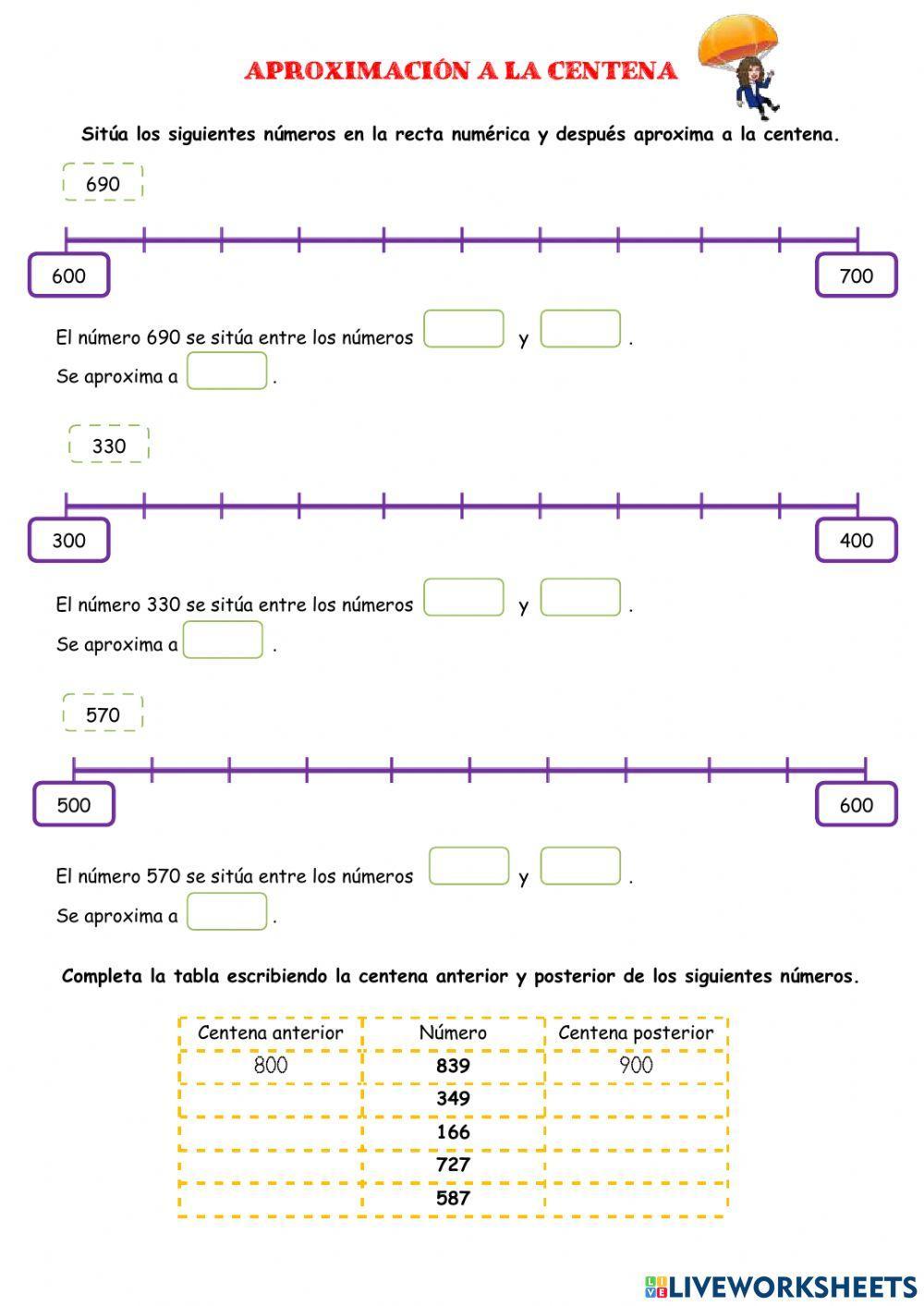 Aproximación a la centena Aproximación a la centena