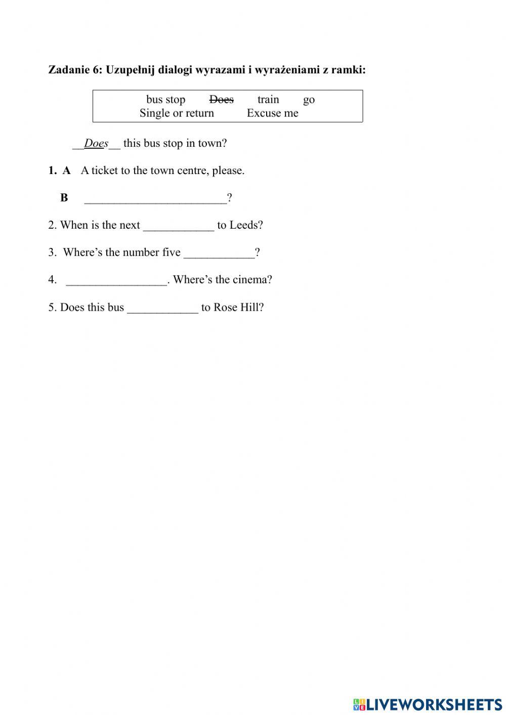 Klasa 5  Unit 4 TEST