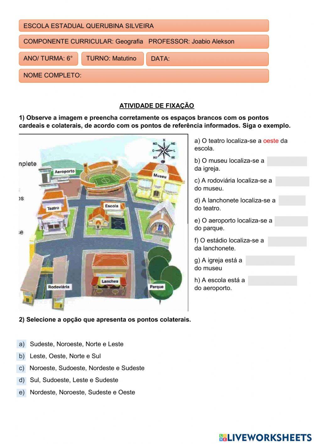 Direções cardeais e colaterais