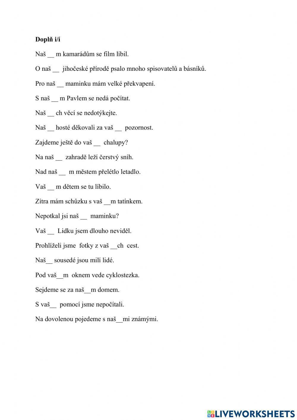 Zájmena náš, váš