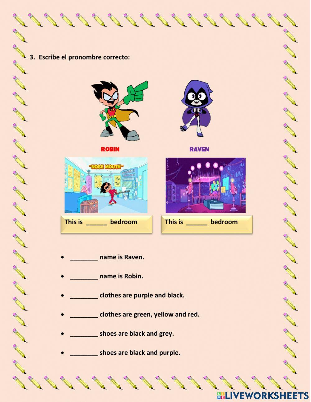 Possessive pronouns and parts of the house