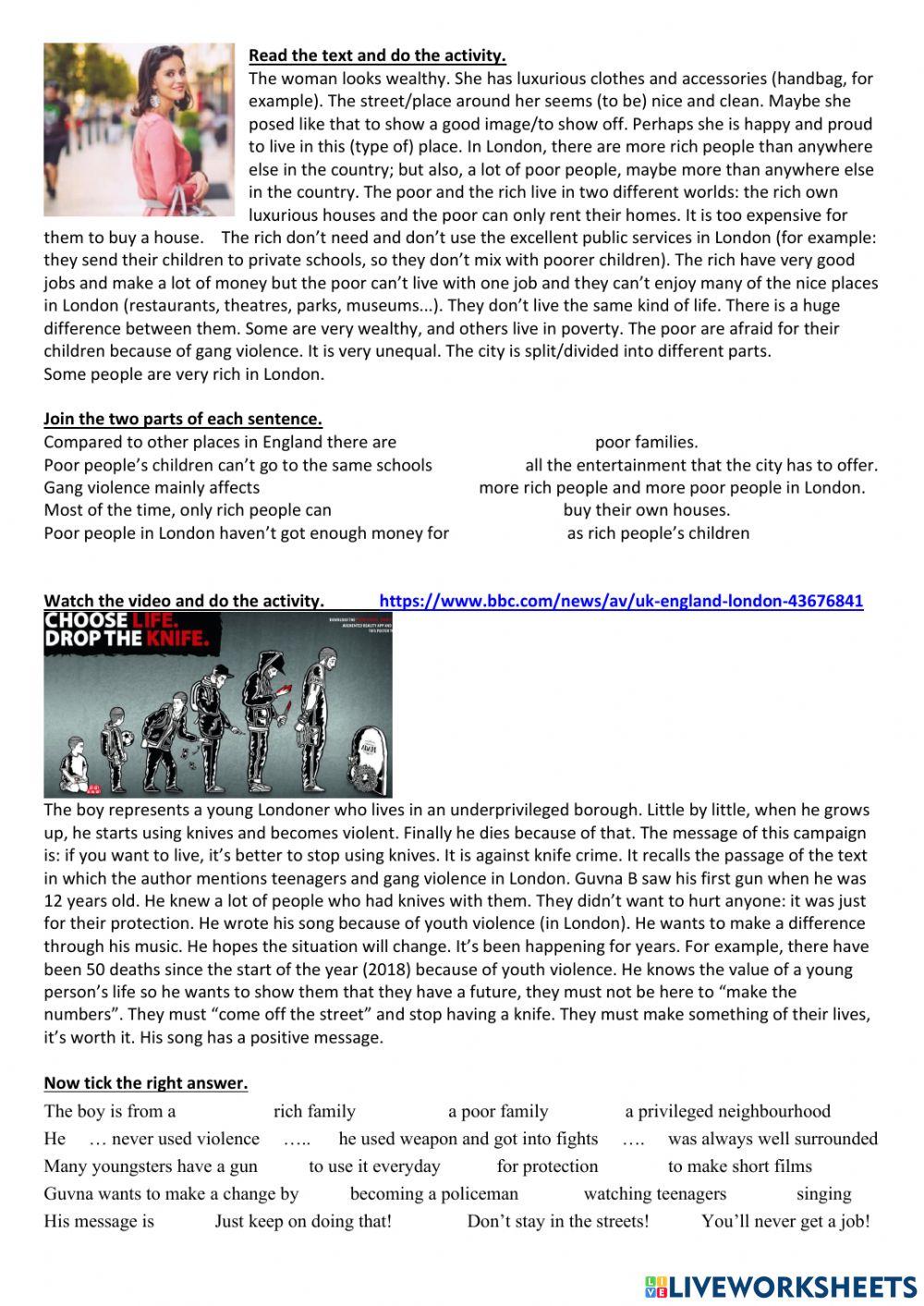 London. The rich and the poor. Gang violence