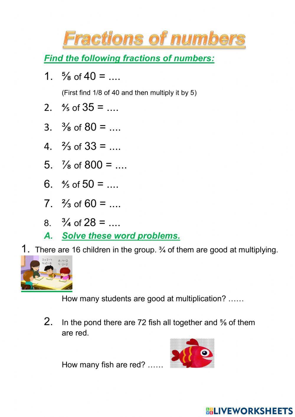 Fractions of numbers