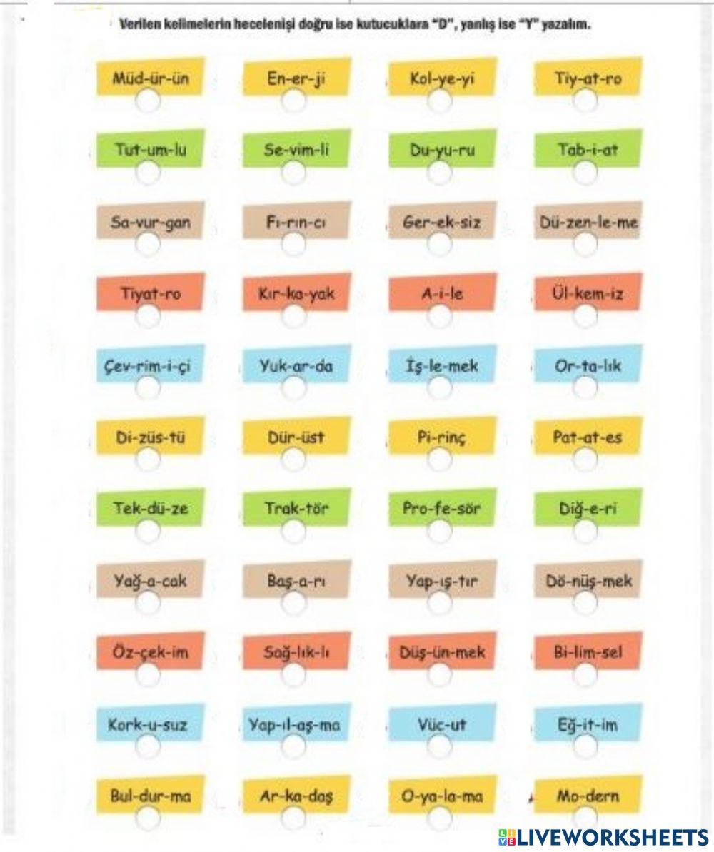 Doğru-Yanlış Hecelemeyi Bulmalısın