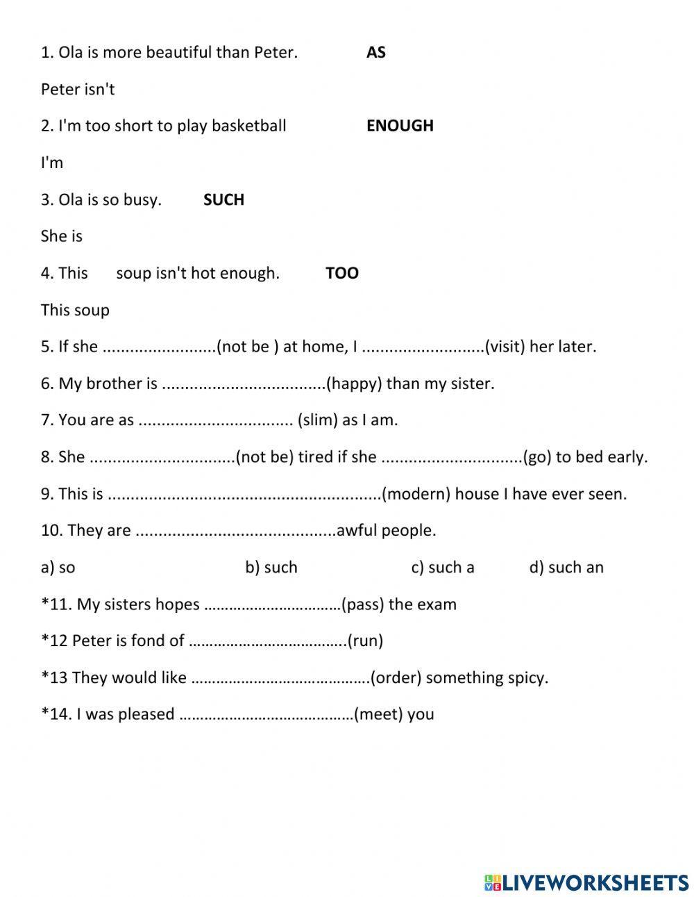 Adjectives, too. enough