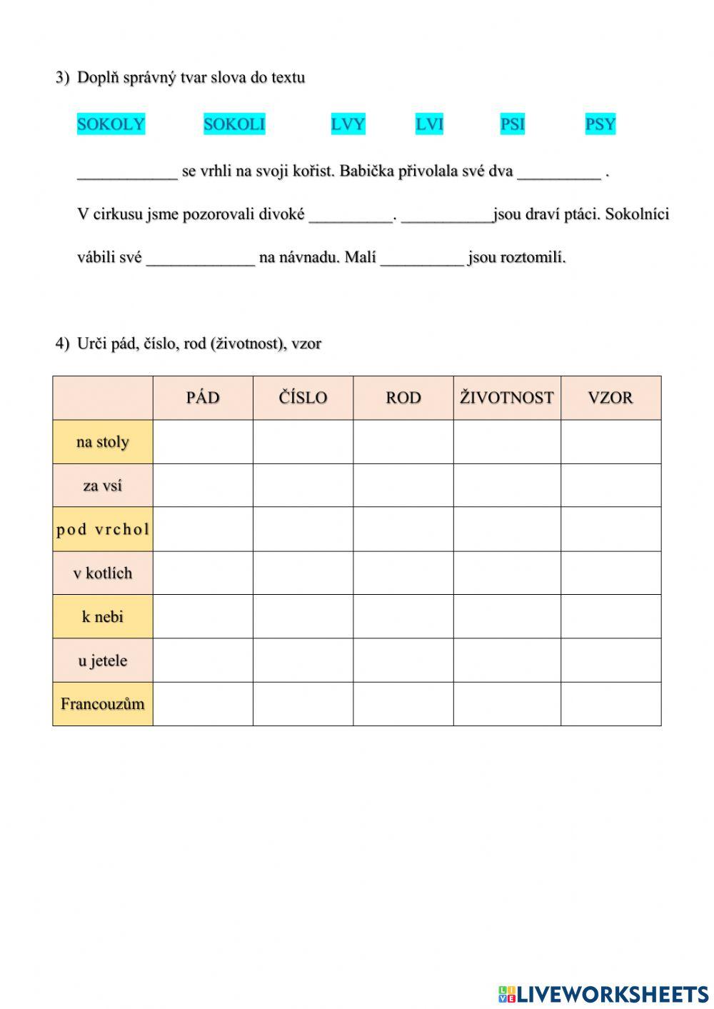 Koncovky podstatných jmen