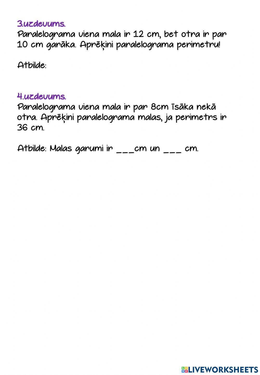 Paralelograma īpašības