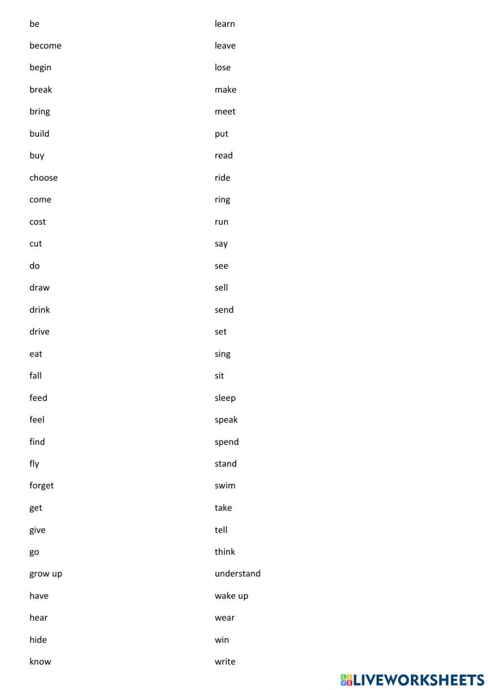 Irregular verbs (Tech 1)