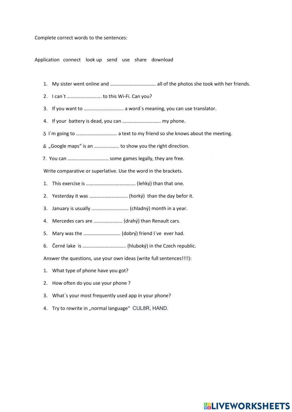 Mpact 1, U7A - gadgets, adjectives