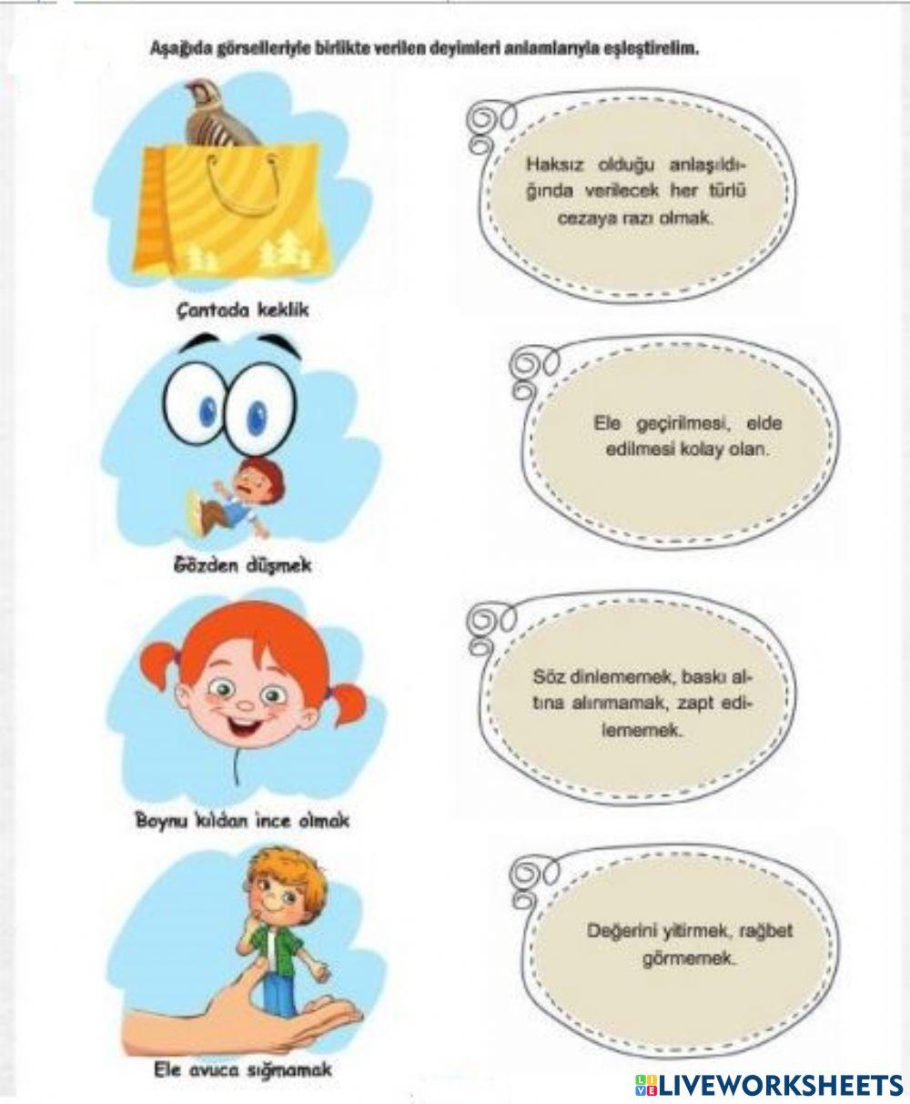 Deyimler ve Anlamları Eşleştirelim