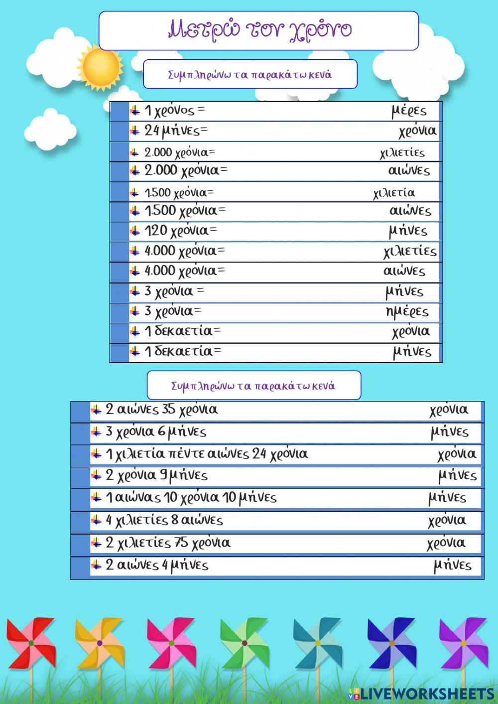 Δ'-Μαθηματικά-Μετρώ τον χρόνο
