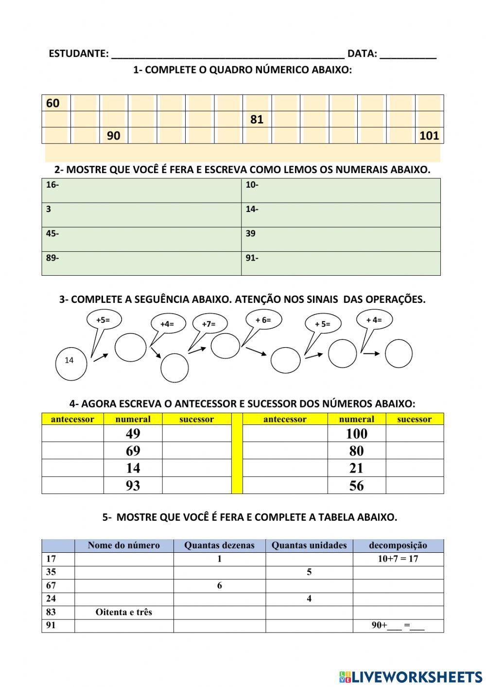 Atividades numerização