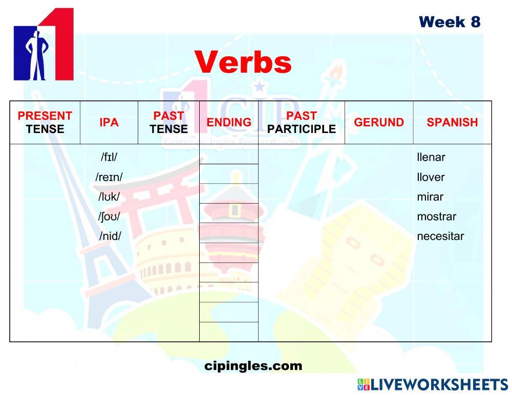 KIDS Verbs exam week 8